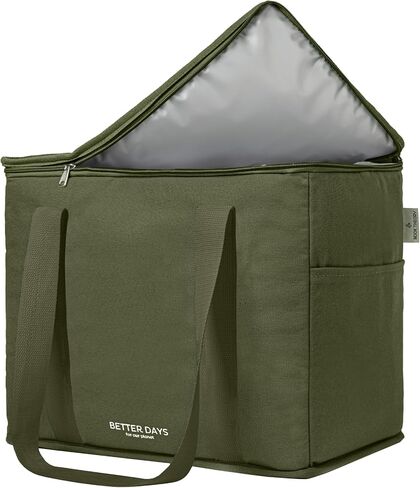 Reusable Insulated Grocery Bag - Leak Proof, X Large Cooler Bag - Insulated Shopping Bags for Groceries - Travel Cooler Bag for Frozen and Hot Food with Zippered Top (Forest) in Saudi Arabia