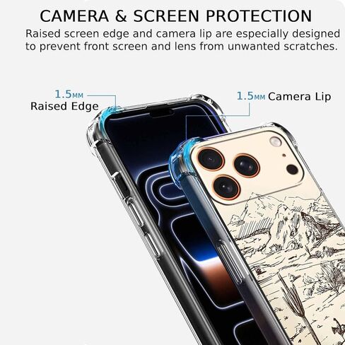 حافظة لهاتف iPhone 17 Pro Max بتصميم فن رعاة البقر العتيق، نمط مناظر طبيعية مجردة للغرب المتوحش، غطاء هاتف ممتص للصدمات ناعم وشفاف، 6.9 بوصات (راعية البقر، 17 مساءً) in Kuwait