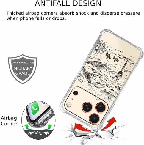حافظة لهاتف iPhone 17 Pro Max بتصميم فن رعاة البقر العتيق، نمط مناظر طبيعية مجردة للغرب المتوحش، غطاء هاتف ممتص للصدمات ناعم وشفاف، 6.9 بوصات (راعية البقر، 17 مساءً) in Kuwait