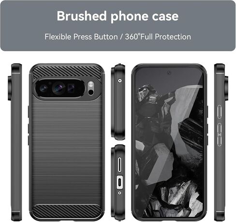 Case Compatible with Google Pixel 9A Slim Fit Phone Cover with Shock-Absorption, Shockproof Carbon Fiber TPU Phone Case – Soft, Scratch-Resistant Rubber Protective Sheath (Black) in Saudi Arabia