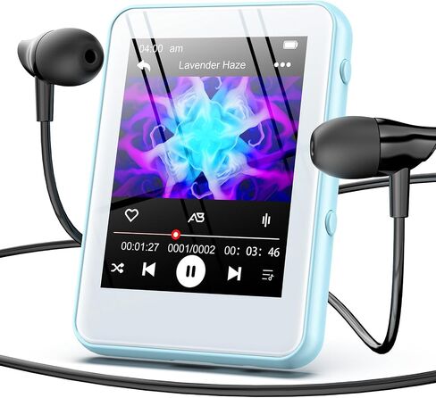 Light Blue MP3 Player with Bluetooth 5.3, 32GB Touchscreen Portable Music Player,Built-in Speaker,FM Radio,Voice Recorder,HiFi Sound,Expandable to 128GB – Perfect for Running,Travel,Study & Relaxation in Saudi Arabia