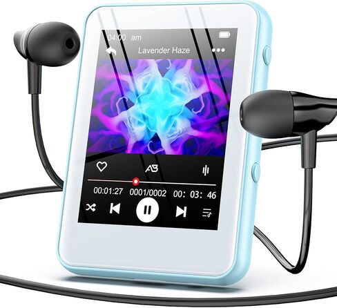 Light Blue MP3 Player with Bluetooth 5.3, 32GB Touchscreen Portable Music Player,Built-in Speaker,FM Radio,Voice Recorder,HiFi Sound,Expandable to 128GB – Perfect for Running,Travel,Study & Relaxation in Kuwait