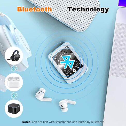 Light Blue MP3 Player with Bluetooth 5.3, 32GB Touchscreen Portable Music Player,Built-in Speaker,FM Radio,Voice Recorder,HiFi Sound,Expandable to 128GB – Perfect for Running,Travel,Study & Relaxation in Kuwait