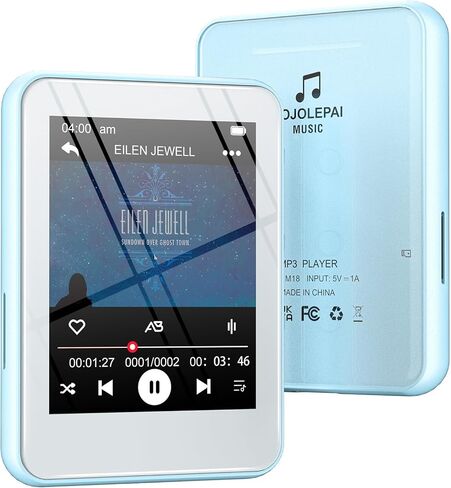 Light Blue MP3 Player with Bluetooth 5.3, 32GB Touchscreen Portable Music Player,Built-in Speaker,FM Radio,Voice Recorder,HiFi Sound,Expandable to 128GB – Perfect for Running,Travel,Study & Relaxation in Kuwait