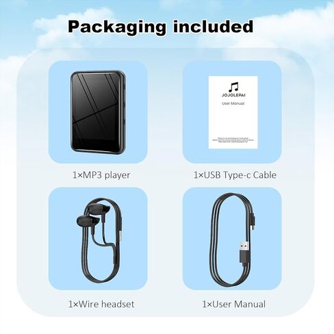 Light Blue MP3 Player with Bluetooth 5.3, 32GB Touchscreen Portable Music Player,Built-in Speaker,FM Radio,Voice Recorder,HiFi Sound,Expandable to 128GB – Perfect for Running,Travel,Study & Relaxation in Kuwait