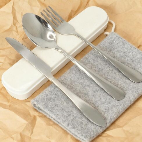 Travel Utensils Set with Case, Portable Stainless Steel Flatware Set, 3-Piece Reusable Silverware Kit Including Knives, Forks, Spoons,for Camping, Lunch, Picnic, Work, Dishwasher Safe in Saudi Arabia