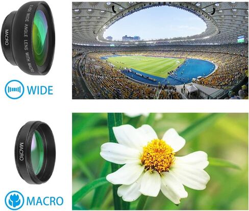 Pro Lens Kit for iPhone and Android, Macro and Wide Angle Lens (NOT A TELEPHOTO Zoom Lens) with Travel Case Black in Saudi Arabia