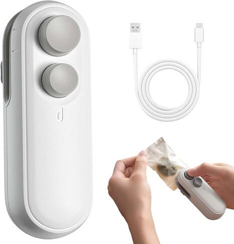 Mini Bag Sealer with Cutter and Magnet, 2026 Upgraded Handheld Bag Resealer for Chip Bags, 2 in 1 Mini Snack Bag Sealing Machine, Portable Heat Sealing Tool Kitchen Gadgets (White) in Saudi Arabia