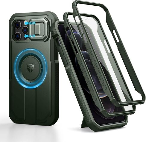 حافظة Dexnor لهاتف iPhone 17 Pro Max، [إطاران أماميان وغطاء كاميرا قلاب مدمج ومسند]، متوافقة مع MagSafe، حافظة متينة مضادة للصدمات مع واقي شاشة، 6.9 بوصة أسود in Kuwait