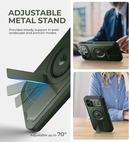 حافظة Dexnor لهاتف iPhone 17 Pro Max، [إطاران أماميان وغطاء كاميرا قلاب مدمج ومسند]، متوافقة مع MagSafe، حافظة متينة مضادة للصدمات مع واقي شاشة، 6.9 بوصة أسود in Kuwait