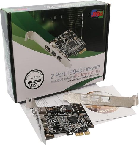 Low Profile PCI-Express Firewire Card with Two 1394b Ports and One 1394a Port (2B1A), TI Chipset, Extra Regular Bracket SD-PEX30009 in Saudi Arabia