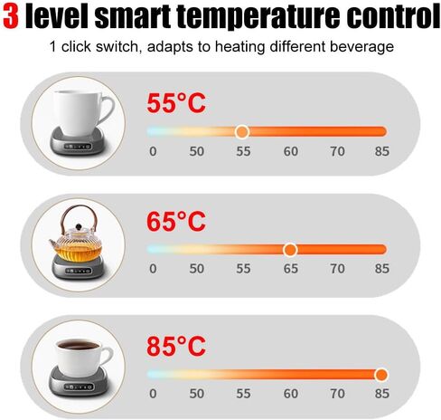 سخان كوب القهوة، قاعدة تسخين USB، 3 إعدادات لدرجة الحرارة، سخان أكواب ذكي مع حصيرة مضادة للانزلاق للقهوة والشاي والمشروبات والحليب in Kuwait