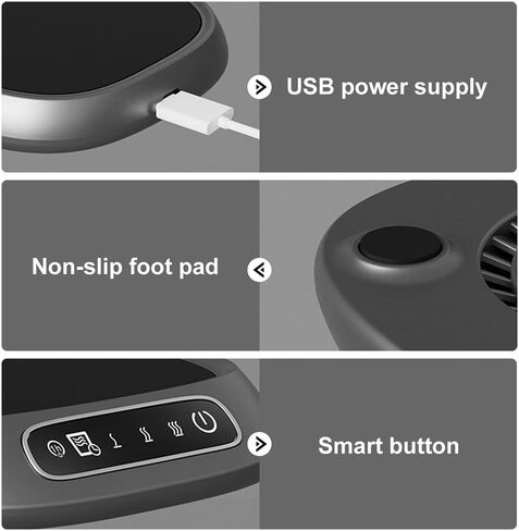 سخان كوب القهوة، قاعدة تسخين USB، 3 إعدادات لدرجة الحرارة، سخان أكواب ذكي مع حصيرة مضادة للانزلاق للقهوة والشاي والمشروبات والحليب in Kuwait