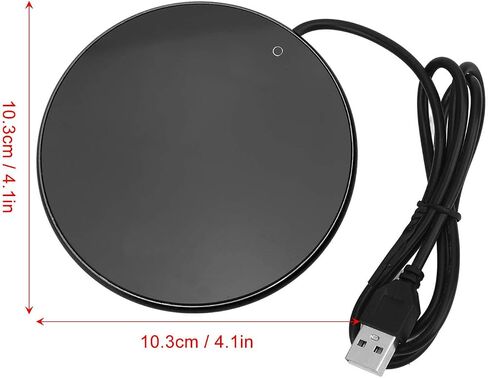 سخان قدح القهوة، لوحة تسخين شمعة USB، درجة حرارة ثابتة ذكية 40-60 درجة مئوية، لوحة زجاجية محمولة خفيفة الوزن للسفر في المنزل والمكتب (فضي) in Saudi Arabia