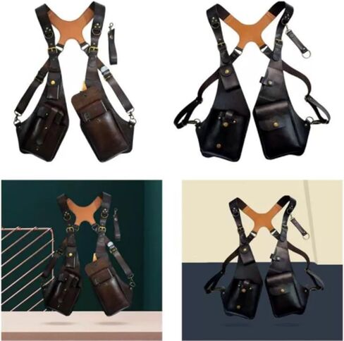 Retro Anti-Theft Leather Double Shoulder Armpit Bag Outdoor Adjustable Wallet Phone Case For Men Shoulder Holster Bags in Saudi Arabia