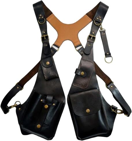 Retro Anti-Theft Leather Double Shoulder Armpit Bag Outdoor Adjustable Wallet Phone Case For Men Shoulder Holster Bags in Saudi Arabia