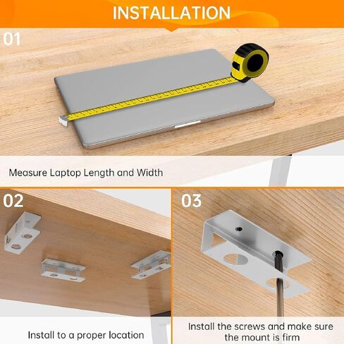 Yosoo Under Desk Laptop Rack Mount Holder for Under Desk Laptop, Carbon Steel Keyboard Shelf Space Saving Organizer with Screws in Saudi Arabia