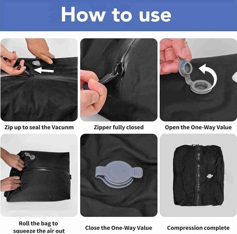 Robust 70D TPU, Large 16L Vacuum Compression Bag, Proof Travel Bag for Easy Sealing Mechanism (Black) in Saudi Arabia