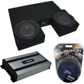 Harmony Audio متوافق مع 2007-2013 Toyota Tundra Double Cab Truck Kicker Bundle CompVT CVT10 Dual 10" Sub Box Enclosure & Harmony HA-A800.1 Amp in Kuwait