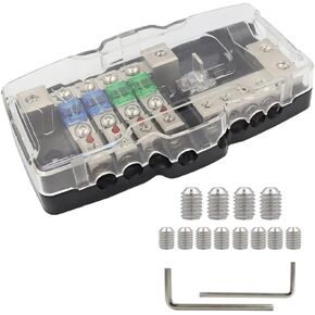 0/4GA مدخل 4-Way Camper Car Audio Distribution Block مع الأرض، 30A 60A 80A Fuse للسيارات وسيارات الدفع الرباعي والحافلات وRVs واليخوت والسفن، كتلة توزيع صندوق فيوز ANL صغير متعدد الوظائف in Kuwait