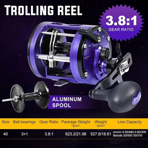 Sougayilang Conventional Fishing Reel,Smooth Powerful Inshore Surf Trolling Reel, Baitcasting Reel for Catfish, Musky, Bass, Pike in Saudi Arabia