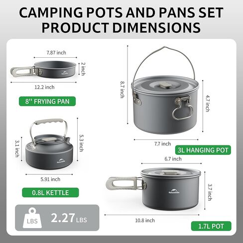 Naturehike Camping Cookware Set Mess Kit for Backpacking Gear, Camp Cooking Set, Camping Pots and Pans Set for Outdoor Backpacking Camping Hiking Picnic in Saudi Arabia