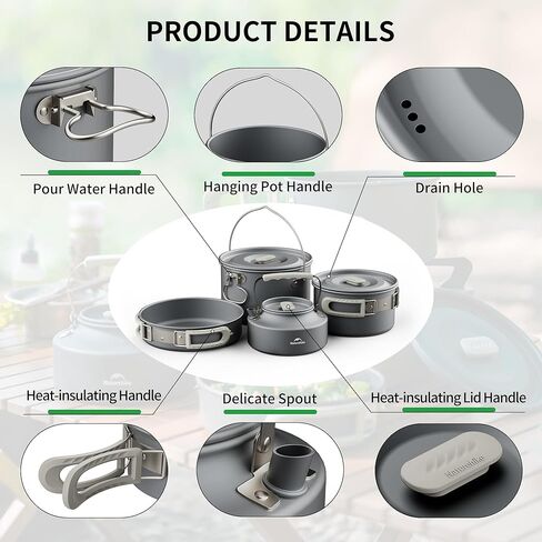 Naturehike Camping Cookware Set Mess Kit for Backpacking Gear, Camp Cooking Set, Camping Pots and Pans Set for Outdoor Backpacking Camping Hiking Picnic in Saudi Arabia