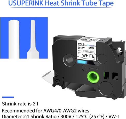 3PK HSe-211 Heat Shrink Label Compatible for Brother Ptouch Heat Shrink Tubing HSe211 HS-211 HS211 Black on White 5.8mm 0.23'' for Wire Cable for PT-E300 PT-E800W PT-H75 PT-H300 PT-H300LI in Saudi Arabia