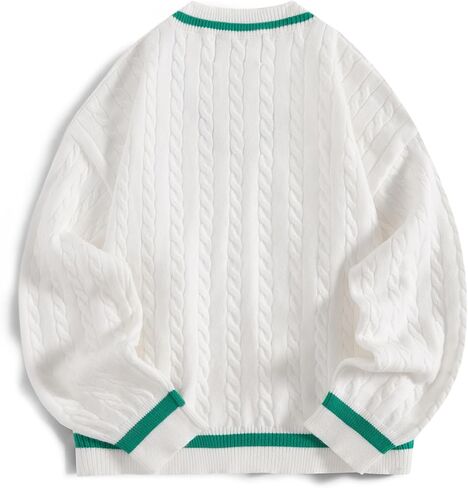 Aelfric Eden Women's Oversized Cable Knit V Neck Sweaters Oversized Pullover 2025 Fall Fashion Outfits in Saudi Arabia