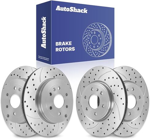 Autoshack Black Hat محفورة ودوارات الفرامل المقطعة للفرامل الأمامية والخلفية بديلة دوار الفرامل الخلفية لـ Buick Enclave Saturn Outlook GMC Acadia Limited 2007-2016 Acadia 2009-2017 Chev Traverse PR65152PR65153 in Kuwait