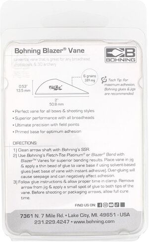 BOHNING Blazer® Vane، 2 بوصة للصيد، ثلاثي الأبعاد، ريشة، تعتيم، 36pk in Saudi Arabia