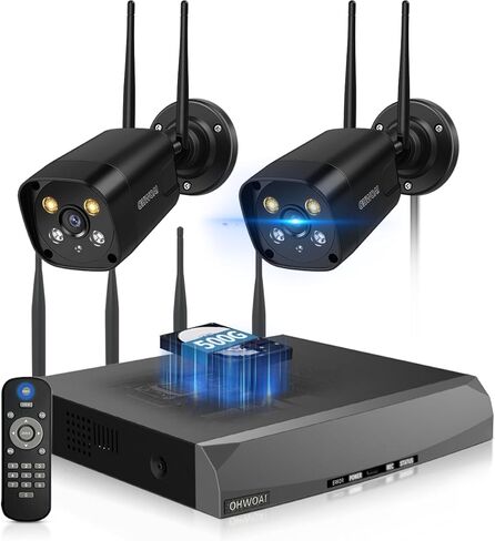 《Dual Antennas & 130°Wide Angle》Wireless Security Camera System Outdoor, Wireless Cameras for Home Security with Expandable 16CH 4K NVR, Surveillance Video Systems DVR Kits in Kuwait