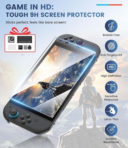 Switch 2 Accessories Bundle for Nintendo Switch 2 (2025): Carrying Case, Console Protective Cover&TPU Grips, HD Screen Protector, Joy-Con Charger, FPS Mouse Grip, 4 x Thumb Grips, Steering Wheel Joycon Grip for Mario Kart, Wrist Straps for Just Dance in Kuwait