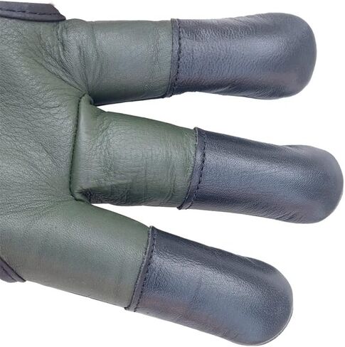 Green Cow Leather Three Finger Archery Gloves in Saudi Arabia
