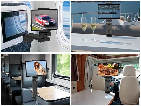 Universal Airplane Tablet Holder Mount, Travel Stand, Handsfree Travel with Multi-Directional 360 °Rotation for Flying, Desk, Study (3.15-12.4in) in Kuwait