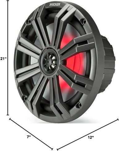 KICKER 6.5" Marine Speakers (3 Pairs) OEM Replacement Coaxial Speakers for Boat with White and Charcoal Grilles, LED Lights, LED Speaker Rings and Remote Control 45KM654L(3)+50KLSR65(3)+41KMLC in Saudi Arabia