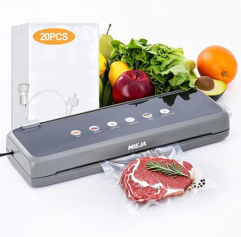 70kPa Vacuum Sealer Machine, Commercial-Grade Compact Food Sealer with Dual Seal Technology, Dry & Moist Modes, Includes 20 BPA-Free Bags & Built-in Cutter, Ideal for Kitchen Storage & Meal Prep in Saudi Arabia