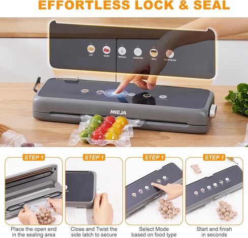 70kPa Vacuum Sealer Machine, Commercial-Grade Compact Food Sealer with Dual Seal Technology, Dry & Moist Modes, Includes 20 BPA-Free Bags & Built-in Cutter, Ideal for Kitchen Storage & Meal Prep in Saudi Arabia
