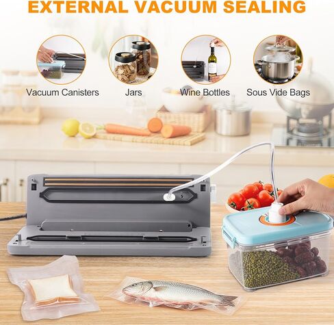 70kPa Vacuum Sealer Machine, Commercial-Grade Compact Food Sealer with Dual Seal Technology, Dry & Moist Modes, Includes 20 BPA-Free Bags & Built-in Cutter, Ideal for Kitchen Storage & Meal Prep in Saudi Arabia