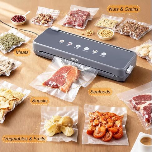 70kPa Vacuum Sealer Machine, Commercial-Grade Compact Food Sealer with Dual Seal Technology, Dry & Moist Modes, Includes 20 BPA-Free Bags & Built-in Cutter, Ideal for Kitchen Storage & Meal Prep in Saudi Arabia