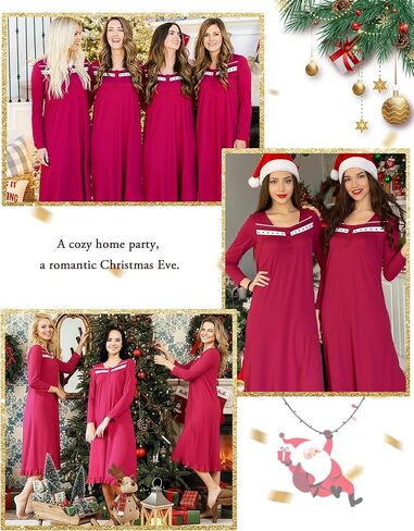 Bloggerlove 100% Womens Cotton Nightgown Short/Long Sleeve House Dress with Pockets Sleep Dress S-3XL in Kuwait