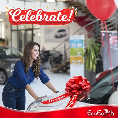 EcoEarth Big Red Car Bow (18 inch, Round, 1 Pack), Decorative Bows for Giant Gifts, Birthday Bow for Car, Huge Bow for Presents, Christmas Bow in Saudi Arabia