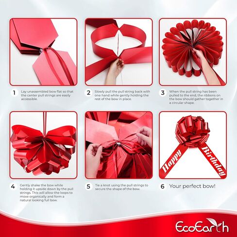 EcoEarth Big Red Car Bow (18 inch, Round, 1 Pack), Decorative Bows for Giant Gifts, Birthday Bow for Car, Huge Bow for Presents, Christmas Bow in Saudi Arabia