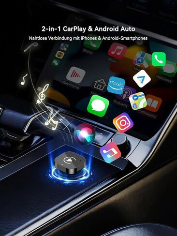 Wireless CarPlay & Android Auto Adapter, 2-in-1 Wireless CarPlay Adapter for Factory Wired CarPlay and Android Auto Cars, 5GHz WiFi, Bluetooth 5.0, Auto Connect, Plug and Play, OEM Control in Saudi Arabia