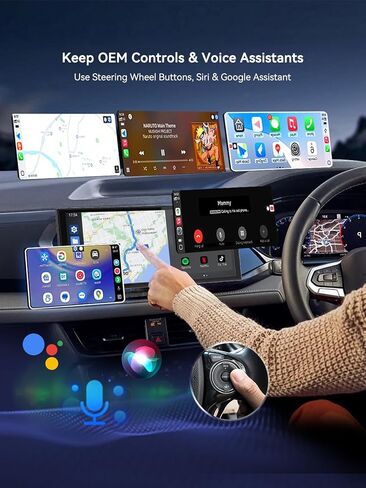 Wireless CarPlay & Android Auto Adapter, 2-in-1 Wireless CarPlay Adapter for Factory Wired CarPlay and Android Auto Cars, 5GHz WiFi, Bluetooth 5.0, Auto Connect, Plug and Play, OEM Control in Saudi Arabia
