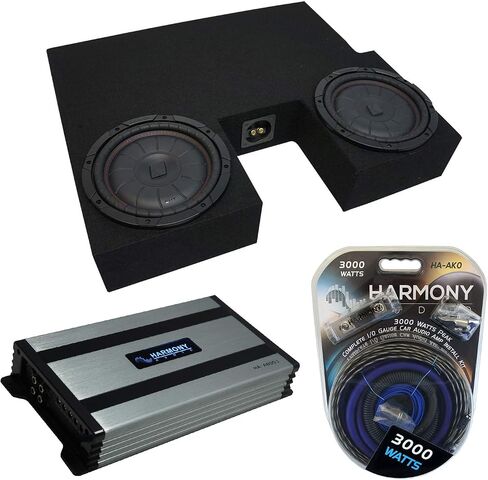 Harmony Audio Compatible with 2007-2013 Toyota Tundra Double Cab Truck Kicker Bundle CompVT CVT10 Dual 10" Sub Box Enclosure & Harmony HA-A800.1 Amp in Saudi Arabia