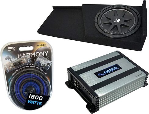 Harmony Audio متوافق مع 2007-2013 Chevy Silverado Extended Cab Truck Kicker Bundle Comp C12 Single 12 Sub Box Enclosure & Harmony HA-A400.1 Amp in Saudi Arabia
