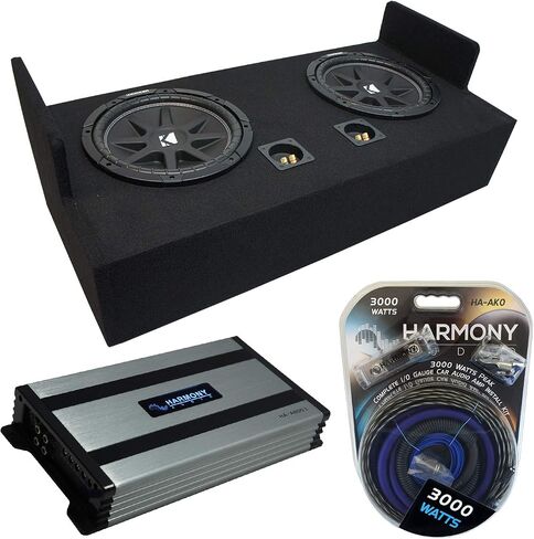 Harmony Audio متوافق مع 1983-2012 Ford Ranger Extended Cab Truck Kicker Bundle Comp C12 Dual 12" Sub Box Enclosure & Harmony HA-A800.1 Amp in Saudi Arabia