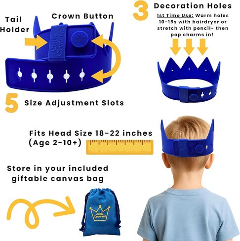 Birthday Crown for Kids Classroom – Adjustable Soft Silicone Princess Crown, Ages 2–10+, BPA Free, Dishwasher Safe in Saudi Arabia