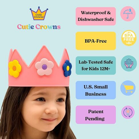 Birthday Crown for Kids Classroom – Adjustable Soft Silicone Princess Crown, Ages 2–10+, BPA Free, Dishwasher Safe in Saudi Arabia